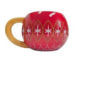 Harry & David Holiday Mug Red White Stars‎ Ceramic Christmas Ornament Coffee Cup